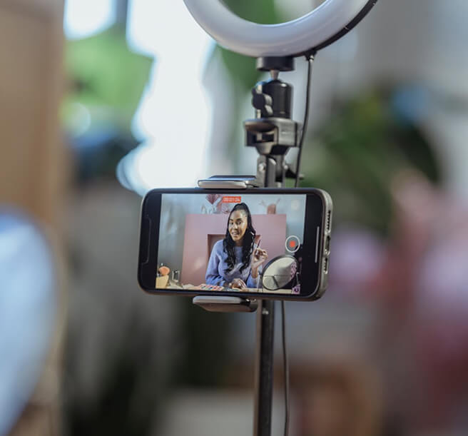 Smartphone On Tripod Set Up For Recording